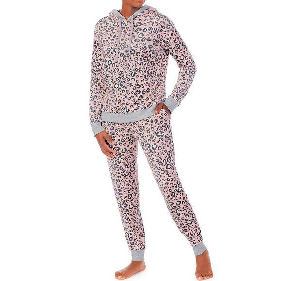 CUDDL DUDS Ladies 2 Piece Long Sleeve Hooded Pajama Set Pink XL - Picture 1 of 2